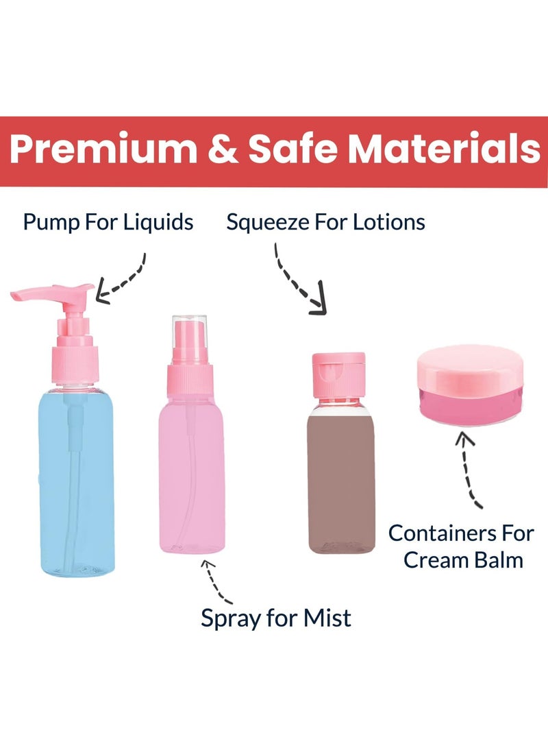 مجموعة زجاجات مستحضرات التجميل والعناية الشخصية المحمولة القابلة لإعادة التعبئة، 7  قطع - متعددة الألوان - Image 5